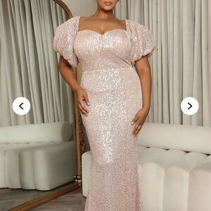 Elegant Pink Sequin Evening Gown